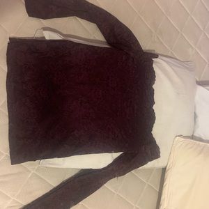 Off the shoulder burgundy lace top